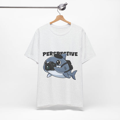 Camera Shark Tee, Fun Graphic T-Shirt for Photographers, Gift for Shark Lovers, Casual Wear, Unique Pet-Themed Apparel