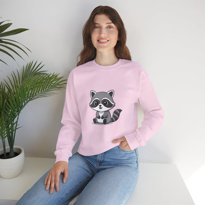 Cute Raccoon Crewneck Sweatshirt, Cozy Unisex Pullover, Animal Lover Gift, Soft Fall Graphic Sweatshirt