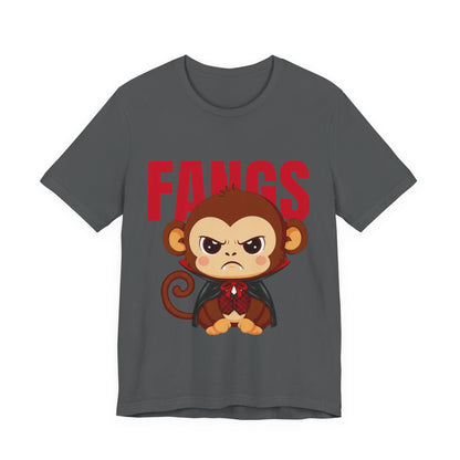 'Fangs' Monkey - Halloween T-Shirt - Fun Graphic T-Shirt, Halloween Costume, Gift for Kids, Animal Lover Apparel, Casual Wear
