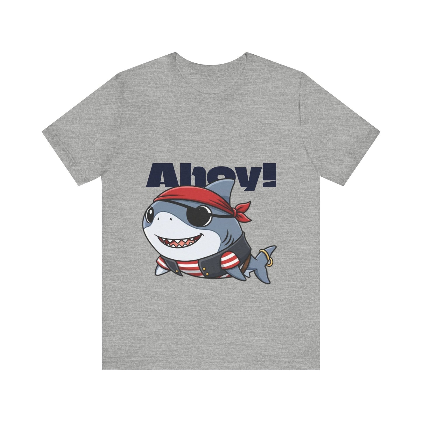 Pirate Shark Tee: Fun Unisex Jersey Short Sleeve Tee for Kids & Adults, Beachwear, Summer Fun, Gift for Sea Lovers, Ahoy!