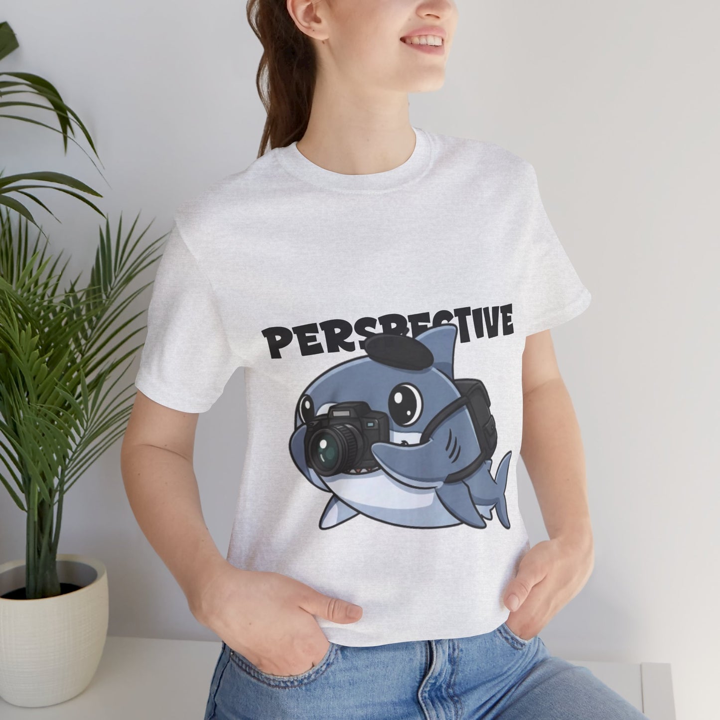 Camera Shark Tee, Fun Graphic T-Shirt for Photographers, Gift for Shark Lovers, Casual Wear, Unique Pet-Themed Apparel