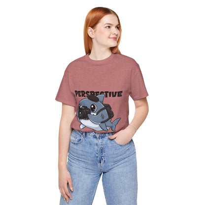 Camera Shark Tee, Fun Graphic T-Shirt for Photographers, Gift for Shark Lovers, Casual Wear, Unique Pet-Themed Apparel