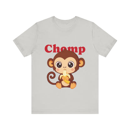 Cute Monkey Tee, Chomp Short Sleeve T-Shirt, Funny Animal Shirt, Unique Gift for Kids, Birthday Outfit, Fun Casual Wear