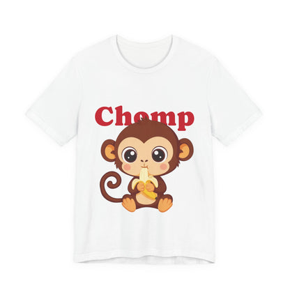 Cute Monkey Tee, Chomp Short Sleeve T-Shirt, Funny Animal Shirt, Unique Gift for Kids, Birthday Outfit, Fun Casual Wear