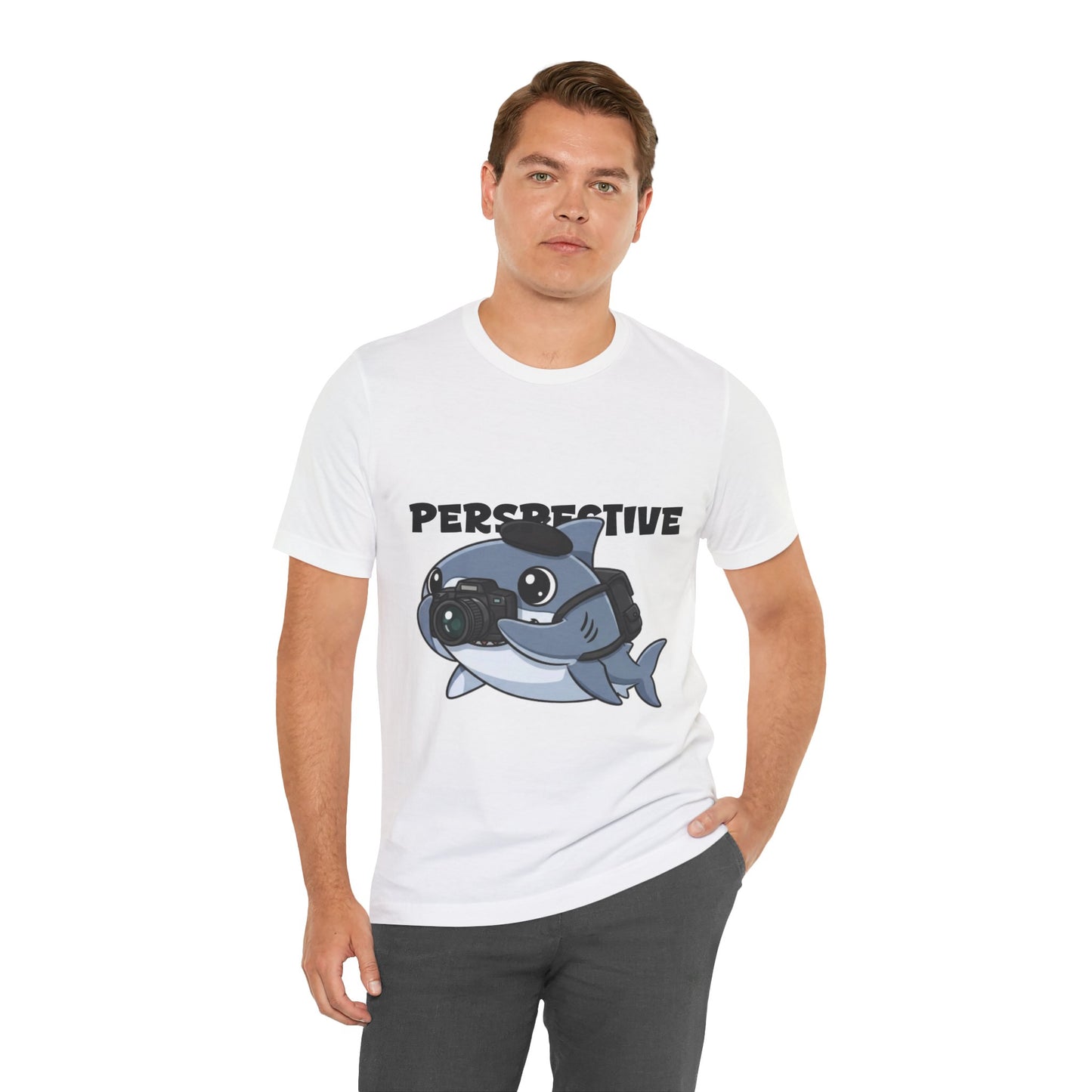 Camera Shark Tee, Fun Graphic T-Shirt for Photographers, Gift for Shark Lovers, Casual Wear, Unique Pet-Themed Apparel