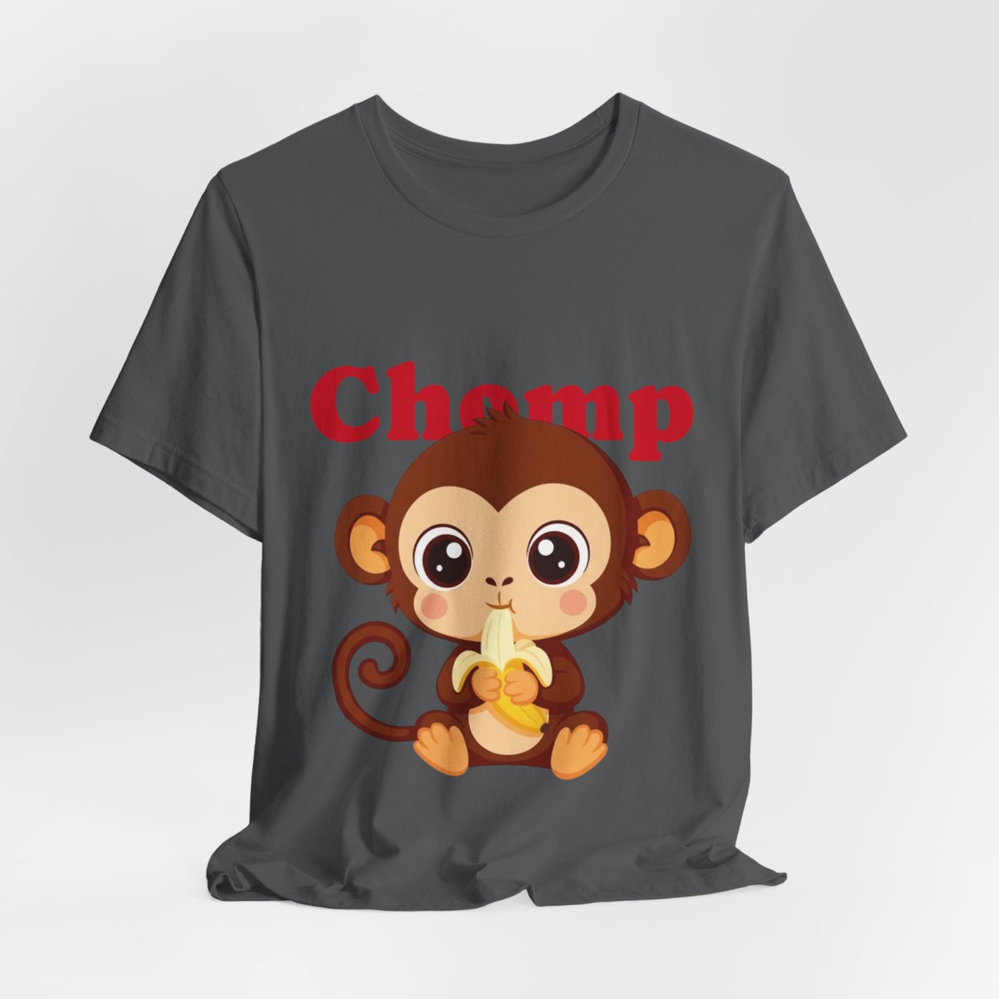 Cute Monkey Tee, Chomp Short Sleeve T-Shirt, Funny Animal Shirt, Unique Gift for Kids, Birthday Outfit, Fun Casual Wear
