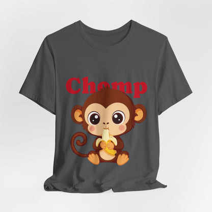 Cute Monkey Tee, Chomp Short Sleeve T-Shirt, Funny Animal Shirt, Unique Gift for Kids, Birthday Outfit, Fun Casual Wear