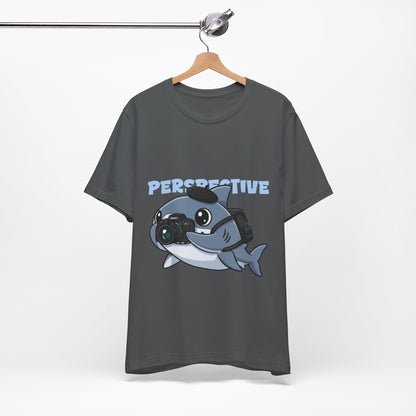 Camera Shark Tee, Fun Graphic T-Shirt for Photographers, Gift for Shark Lovers, Casual Wear, Unique Pet-Themed Apparel