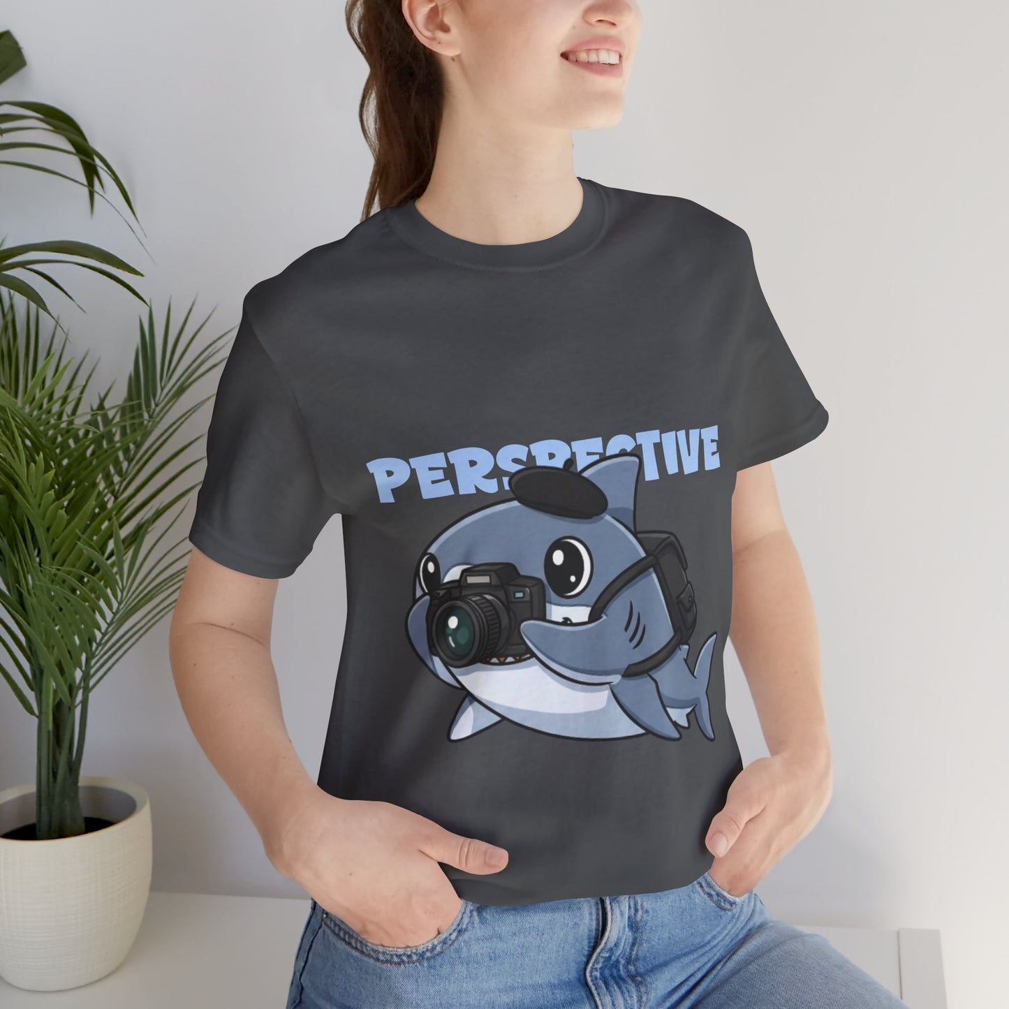 Camera Shark Tee, Fun Graphic T-Shirt for Photographers, Gift for Shark Lovers, Casual Wear, Unique Pet-Themed Apparel