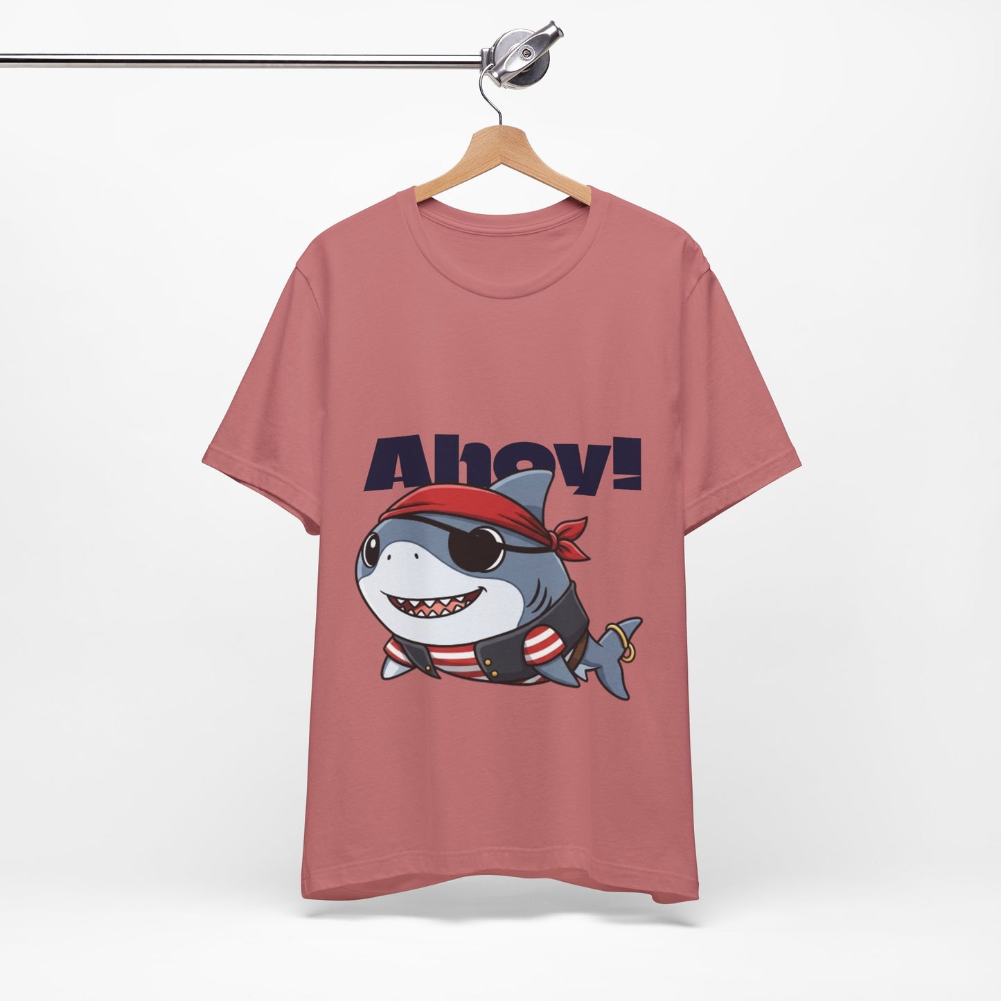 Pirate Shark Tee: Fun Unisex Jersey Short Sleeve Tee for Kids & Adults, Beachwear, Summer Fun, Gift for Sea Lovers, Ahoy!