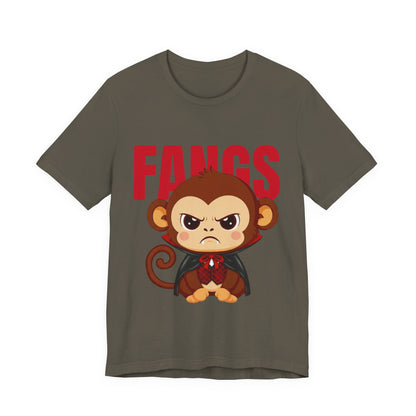 'Fangs' Monkey - Halloween T-Shirt - Fun Graphic T-Shirt, Halloween Costume, Gift for Kids, Animal Lover Apparel, Casual Wear